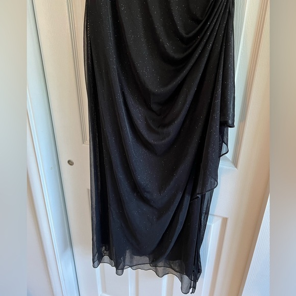 Women's Formal Dress - Ruched Side Glitter Mesh Gown by Alex Evenings - Picture 4 of 14